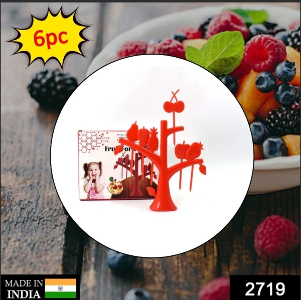 2719 6 PC FRUIT FORK WIDELY USED FOR FRUITS AND VEGETABLE SALADS WHILE EATING THEM, BECAUSE OF ITS POINTED EASY PICKUP SHAPE AND ALL.