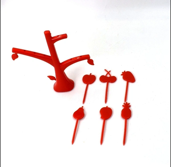 2719 6 PC FRUIT FORK WIDELY USED FOR FRUITS AND VEGETABLE SALADS WHILE EATING THEM, BECAUSE OF ITS POINTED EASY PICKUP SHAPE AND ALL.