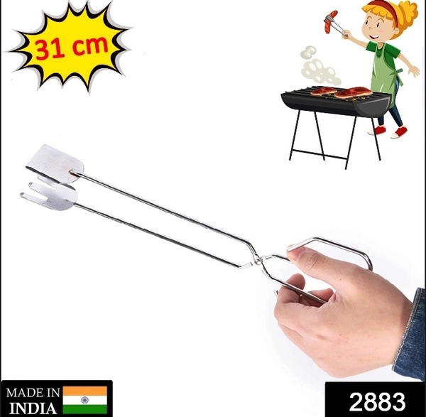 2883 31cm MULTI FUNCTIONAL METAL BBQ CLIP TONGS CLAMP FOR GARBAGE CHARCOAL SERVING TOOLS