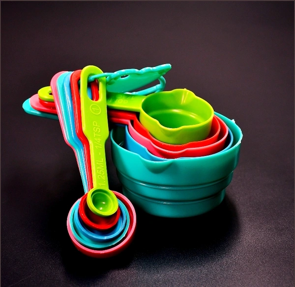 2906 10PCS PLASTIC MEASURING SPOONS AND CUPS SET FOR HOME KITCHEN COOKING