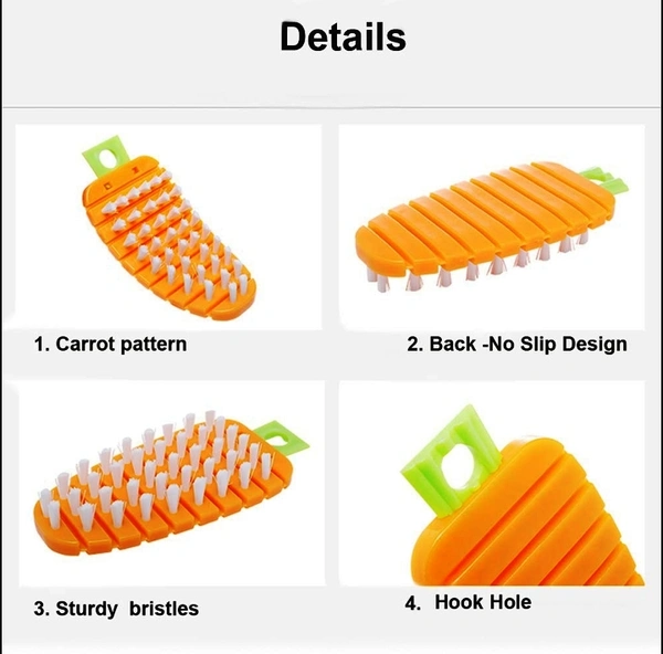 2909 VEGETABLE SCRUBBING BRUSH, VEGETABLE SCRUBBER NON‑TOXIC FRUIT BRUSH CARROT SHAPE VEGETABLE BRUSH FOR POTATO FOR VEGETABLE