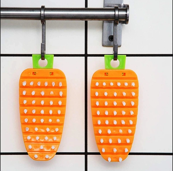 2909 VEGETABLE SCRUBBING BRUSH, VEGETABLE SCRUBBER NON‑TOXIC FRUIT BRUSH CARROT SHAPE VEGETABLE BRUSH FOR POTATO FOR VEGETABLE
