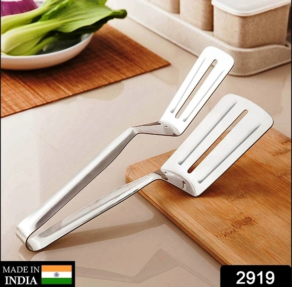 2919 MULTIFUNCTION COOKING SERVING TURNER FRYING FOOD TONG. STAINLESS STEEL STEAK CLIP CLAMP BBQ KITCHEN TONG.