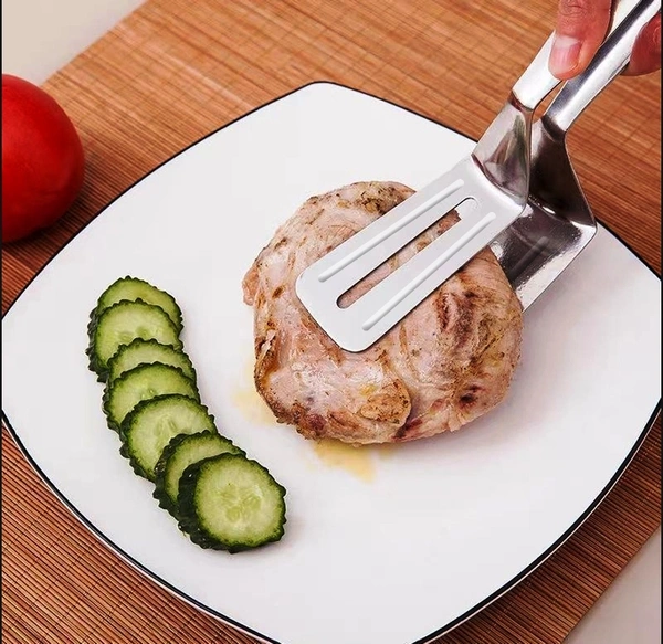 2919 MULTIFUNCTION COOKING SERVING TURNER FRYING FOOD TONG. STAINLESS STEEL STEAK CLIP CLAMP BBQ KITCHEN TONG.