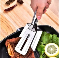 2919 MULTIFUNCTION COOKING SERVING TURNER FRYING FOOD TONG. STAINLESS STEEL STEAK CLIP CLAMP BBQ KITCHEN TONG.