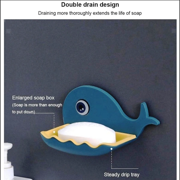 4047A FISH SHAPE DOUBLE LAYER ADHESIVE WATERPROOF WALL MOUNTED SOAP BAR HOLDER STAND RACK FOR BATHROOM SHOWER WALL KITCHEN