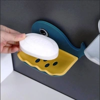 4047A FISH SHAPE DOUBLE LAYER ADHESIVE WATERPROOF WALL MOUNTED SOAP BAR HOLDER STAND RACK FOR BATHROOM SHOWER WALL KITCHEN