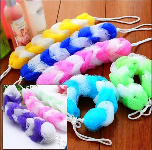 6073 HANGING BATH SHOWER LONG LARGE SIZE LOOFAH SPONGE POUF BODY SCRUBBER (PACK OF 6)