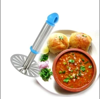 8123 GANESH POTATO/PAV BHAJI MASHER WITH PLASTIC HANDLE, SILVER & PLASTIC - OVAL PAV MASHER, POTATO 1-PIECE, SMASHER HANDLE, MULTICOLOR