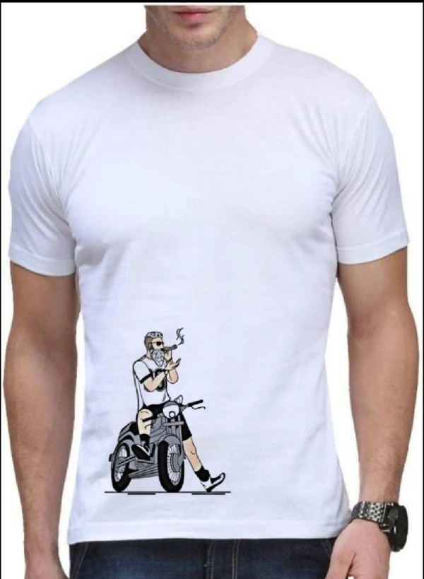 Printed Cotton Round Neck T-Shirt - XL