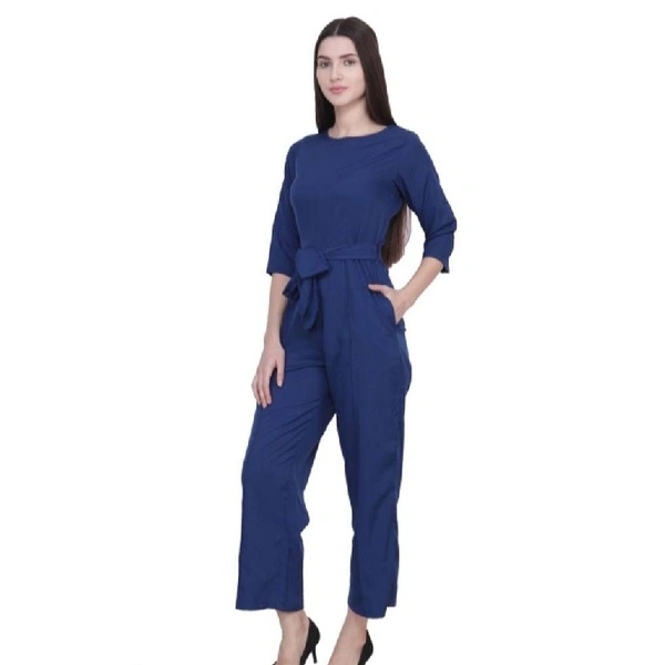 Stylish Crepe Solid Basic Jumpsuit For Women - XS
