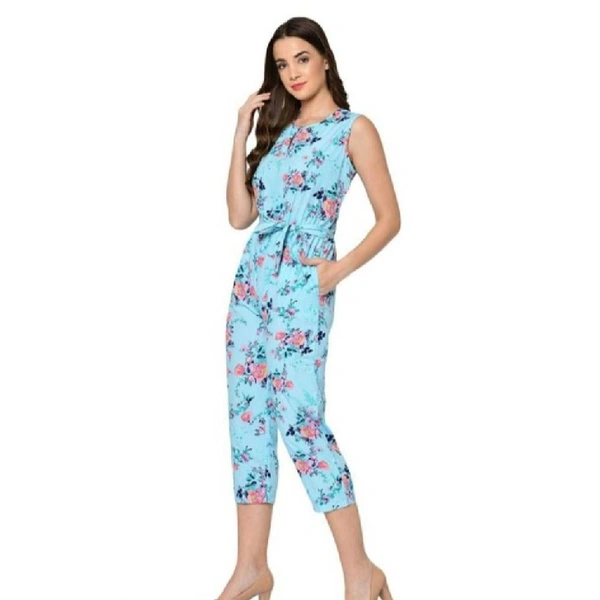 Stylish Crepe Solid Basic Jumpsuit For Women - XS