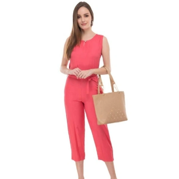 Stylish Crepe Solid Basic Jumpsuit For Women - XS