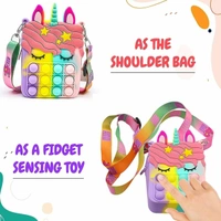 Unicorn Pop it Fidget sling bags for kids