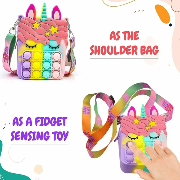 Unicorn Pop it Fidget sling bags for kids