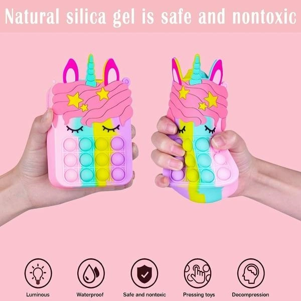 Unicorn Pop it Fidget sling bags for kids