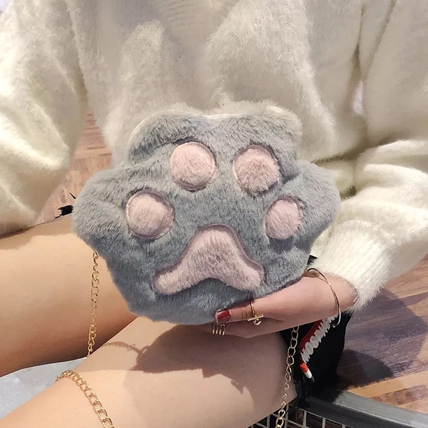 Super Soft Fur Paw Sling Bags for Girls
