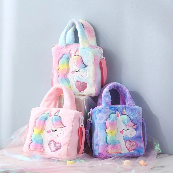 Unicorn Very Soft Fur Handbag for girls