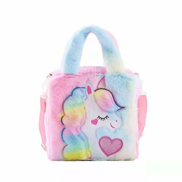 Unicorn Very Soft Fur Handbag for girls