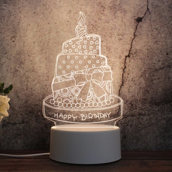 Creative 3d LED Decorative Birthday cake Lamp with USB plug and switch