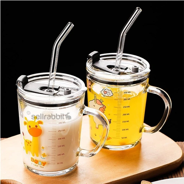 Juice Cups for Kids Glass with Straw 
