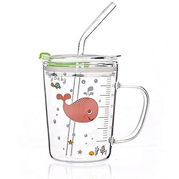 Juice Cups for Kids Glass with Straw 