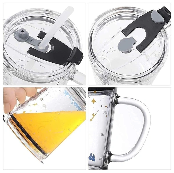 Juice Cups for Kids Glass with Straw 