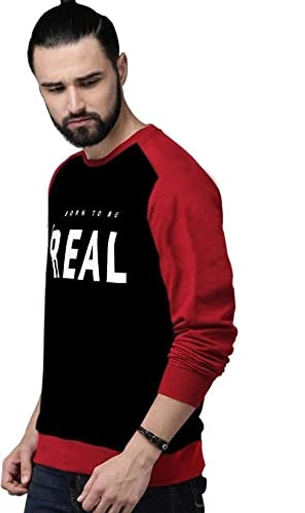 Veirdo Cotton Fleece Regular Fit Sweatshirt for Men - S, Red Berry