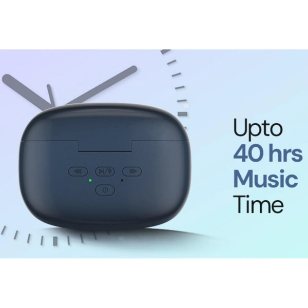 kdm KDM – E5 MP3PODS TWS, Truly Wireless in Ear Earbuds, with 40 Hrs Playtime, ENC, Quad Mic, Gaming Mode, Type-C Fast Charging, Buds, Navy Blue
