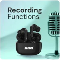 kdm KDM – E5 MP3PODS TWS, Truly Wireless in Ear Earbuds, with 40 Hrs Playtime, ENC, Quad Mic, Gaming Mode, Type-C Fast Charging, Buds, Navy Blue