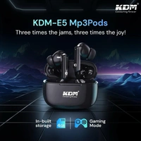 kdm KDM – E5 MP3PODS TWS, Truly Wireless in Ear Earbuds, with 40 Hrs Playtime, ENC, Quad Mic, Gaming Mode, Type-C Fast Charging, Buds, Navy Blue