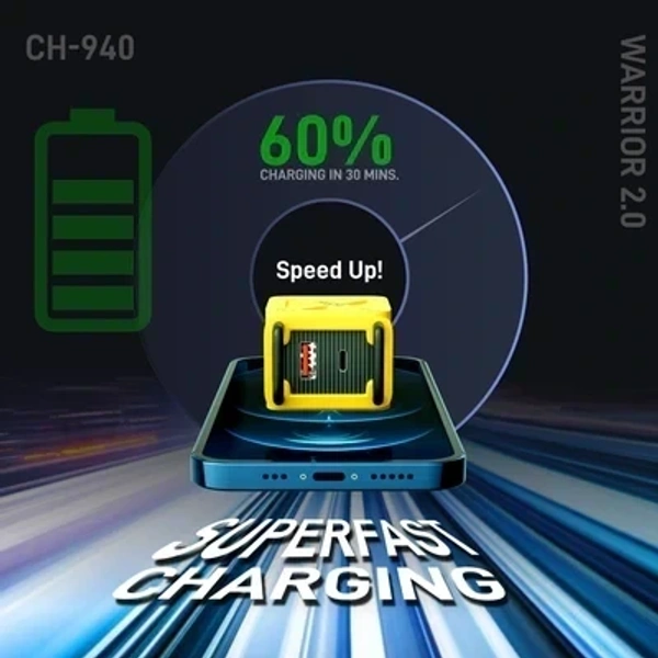 UBON CH-940 Warrior 2.0 65W Dual Port Fast Charger  - Yellow