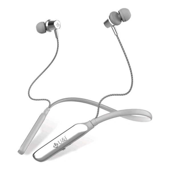 U&i Crisp Series 50 Hours Music Time Bluetooth Neckband | 60MS Low Latency & Vibration Alert - Silver