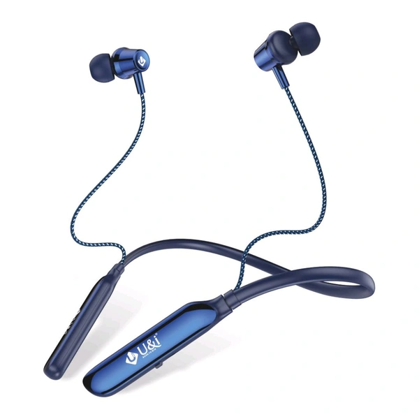 U&i Crisp Series 50 Hours Music Time Bluetooth Neckband | 60MS Low Latency & Vibration Alert - Blue