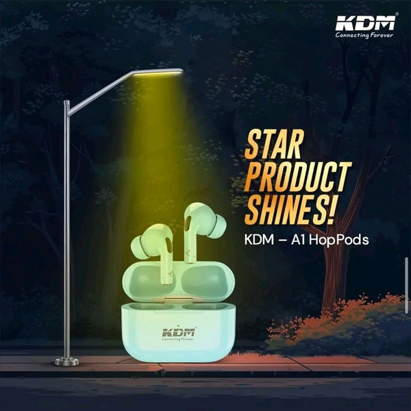 KDM – A1 HOPPODS TWS, Wireless Earbuds, V5.4 BT, ENC Function, Upto 36 Hours, White - White