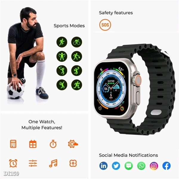 T800 Ultra Smart Watch With Beautiful Strap, Bluetooth Calling Smart Watch