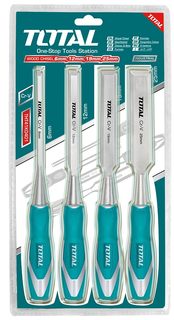 TOTAL 4 Pcs wood chisel set THT41K0401