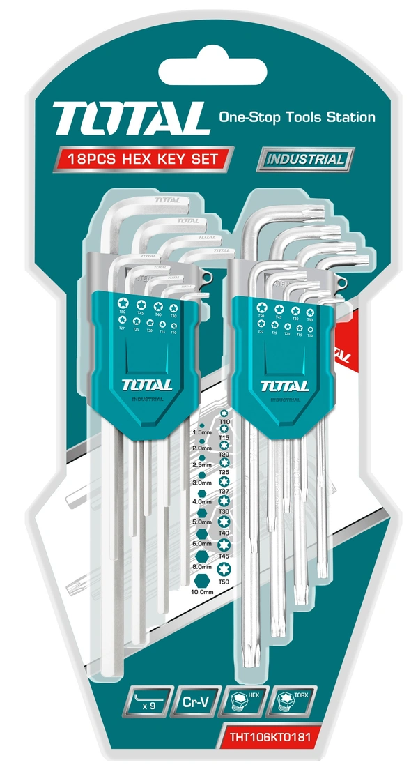 TOTAL 18 Pcs Hex Key And Torx Key Set THT106KT0181