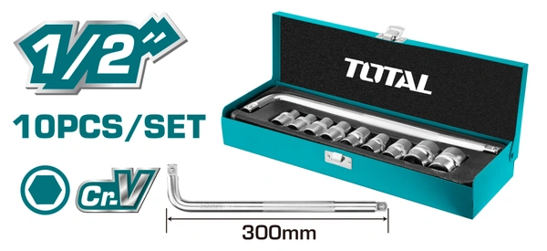 TOTAL 10Pcs 1/2" Socket Set THTL121101