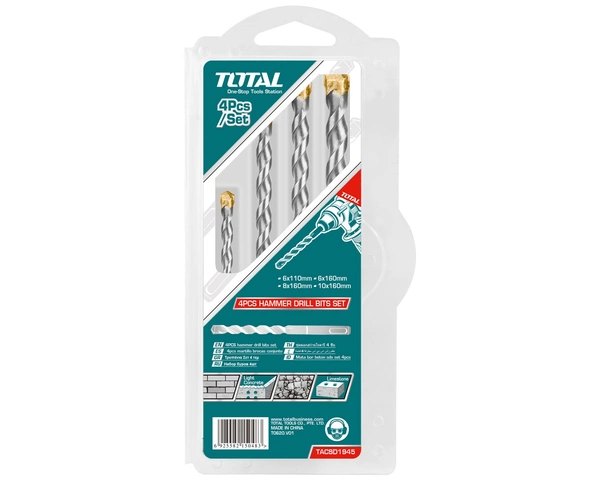 TOTAL 4PCS hammer drill bits set TACSD1945