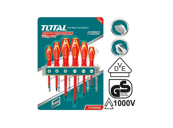 TOTAL 6 Pcs insulated screwdriver set THTIS566
