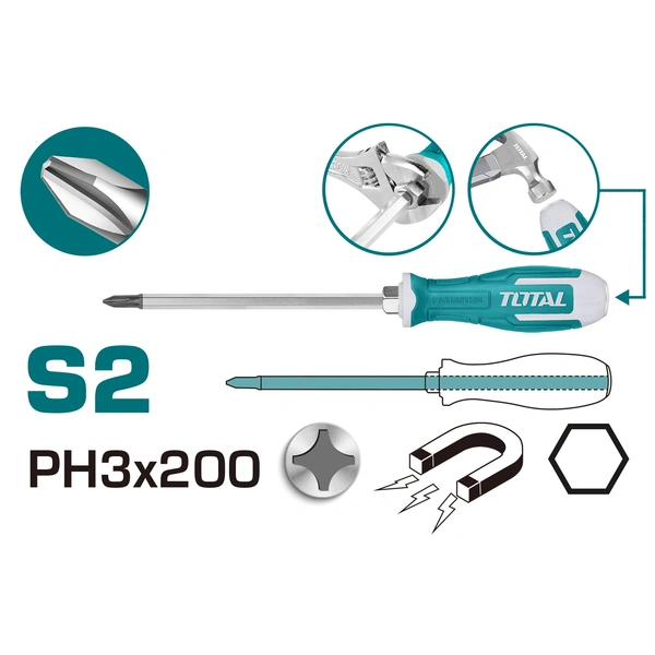 TOTAL Phillips Go-Through Screwdriver THGSPH32006