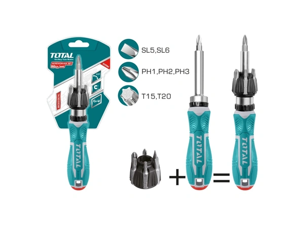 TOTAL 8 Pcs ratchet screwdriver set TACSD30086