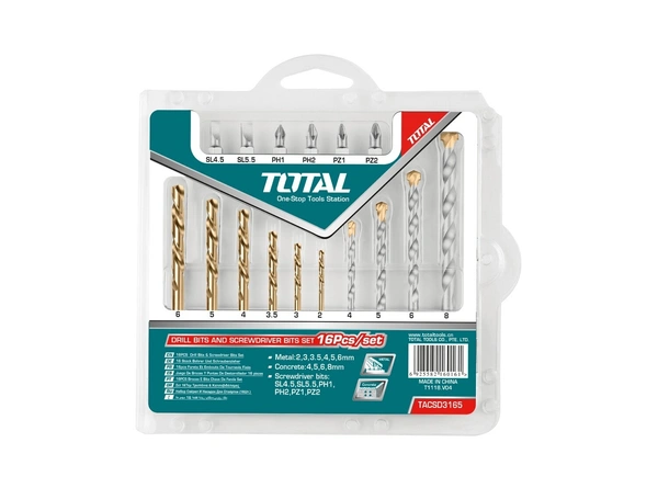 TOTAL Drill bits and screwdriver bits set TACSD3165