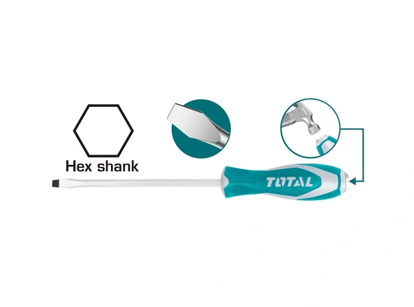 TOTAL Slotted Go-Through Screwdriver THTGTS8150