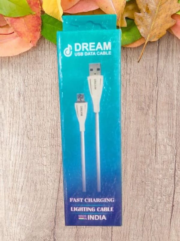 DREAM Micro Fast Charging Cable Perfect for Charging and Sync Data  - WHITE, V8