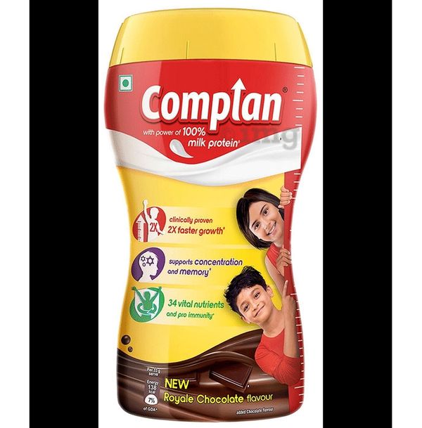 Complan Nutrition and Health Drink | 100% Milk Protein for Concentration, Memory & Growth | Flavour Royale Chocolate