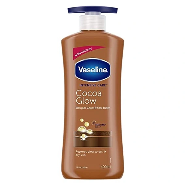 Vaseline Intensive Care 24 hr nourishing Cocoa Glow Body Lotion with Cocoa And Shea Butter, Restores Glow for all skin type - 400ml, 12-2021