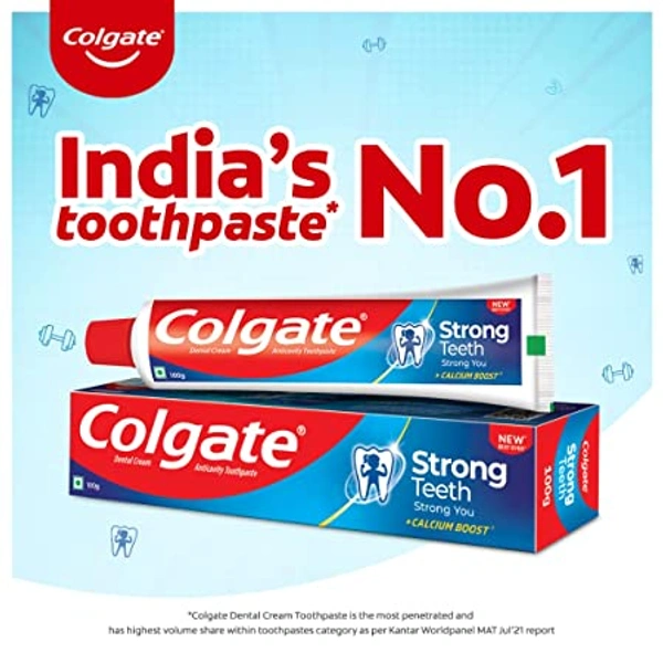 Colgate Strong Teeth Cavity Protection Toothpaste, Colgate Toothpaste with Calcium Boost, India's No.1 Toothpaste - 200g+200g+100g