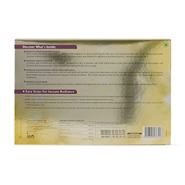 Lotus Radiant Gold Facial Kit for instant glow with 24K Pure Gold 4in 1